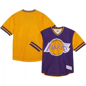 Mitchell & Ness Men's Purple Los Angeles Lakers Jumbotron 3.0 V-Neck T-Shirt