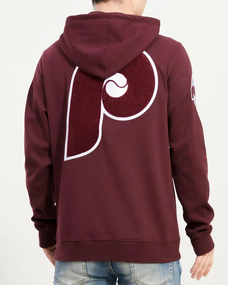 MLB PHILADELPHIA PHILLIES RETRO HOMETOWN MEN'S FZ PO HOODIE (WINE)
