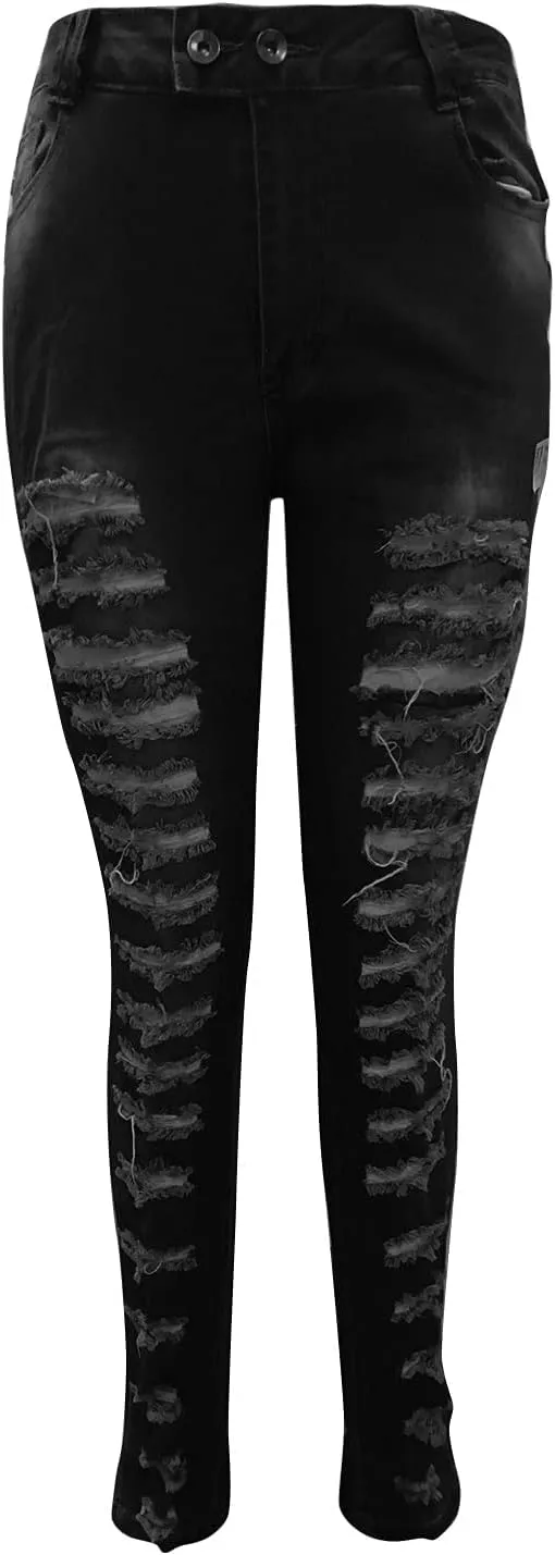Mom Jeans for Women, Women Distressed Raw Hem Washed Boyfriend Jeans Destroyed Straight Leg Denim Pants