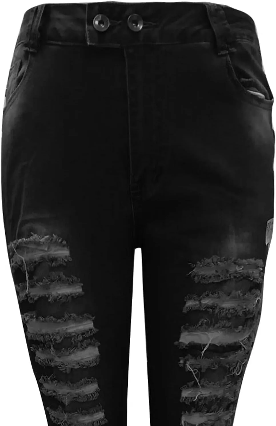 Mom Jeans for Women, Women Distressed Raw Hem Washed Boyfriend Jeans Destroyed Straight Leg Denim Pants