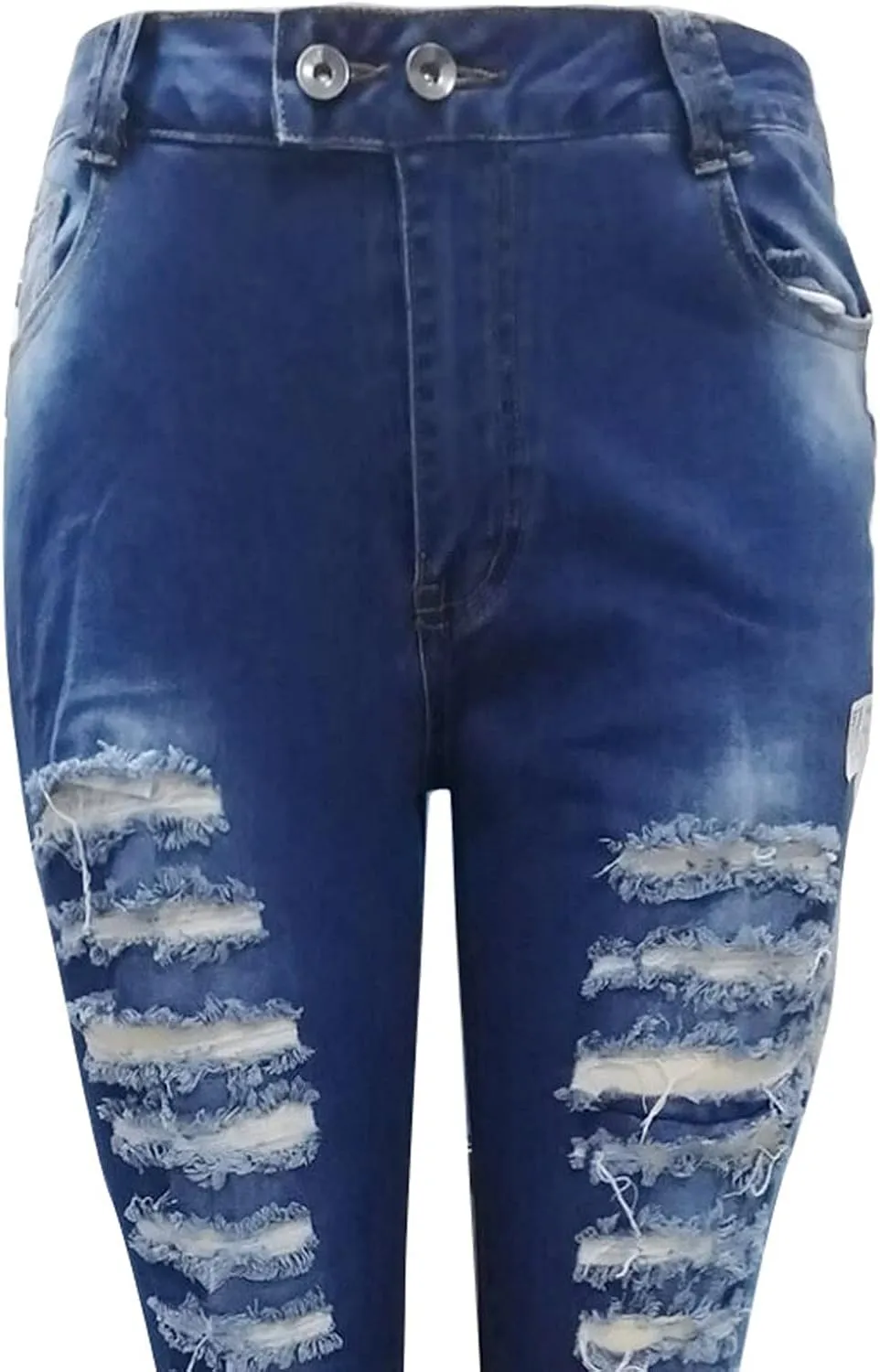 Mom Jeans for Women, Women Distressed Raw Hem Washed Boyfriend Jeans Destroyed Straight Leg Denim Pants