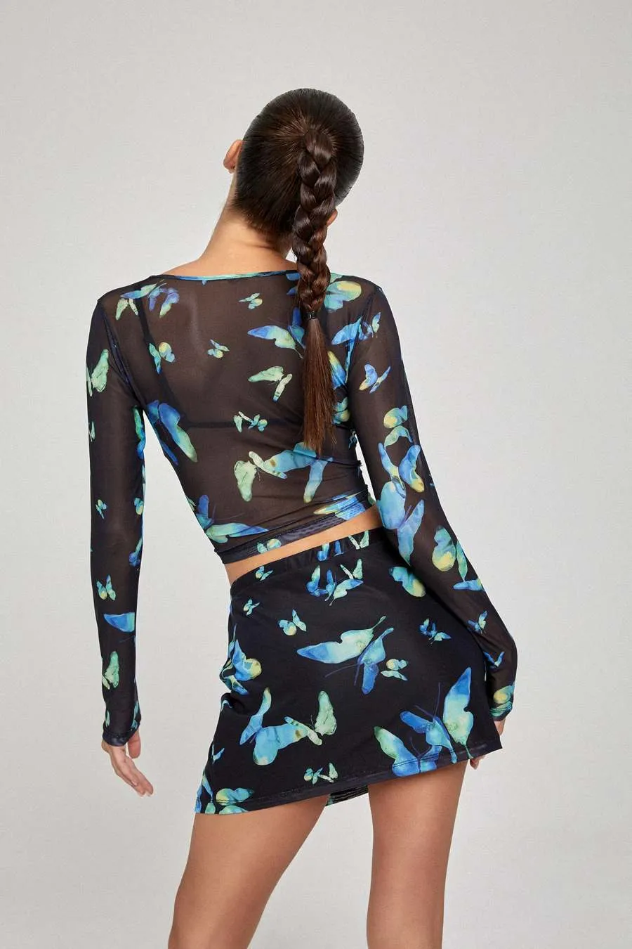 Motel Rocks Pelma Skirt - Black/Blue Butterfly