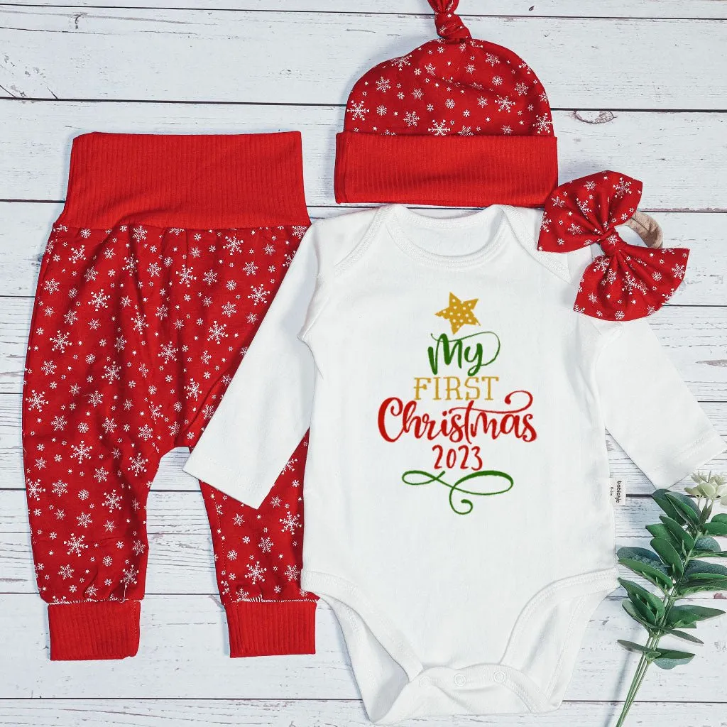 My First Christmas Long Sleeve Onesie | Custom Newborn Christmas Tree Outfit | Babies 1St Christmas Bodysuit