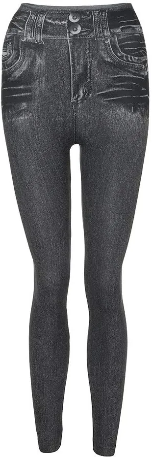 NaRHbrg Faux Denim Pants for Women's High Waisted Skinny Leggings Slim Fits Denim Pant Long Stretch Pencil Jeans with Pocket
