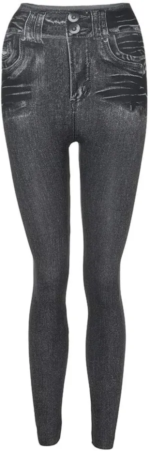 NaRHbrg Faux Denim Pants for Women's High Waisted Skinny Leggings Slim Fits Denim Pant Long Stretch Pencil Jeans with Pocket