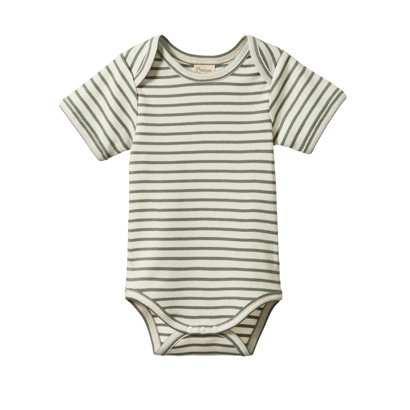 NATURE BABY - SHORT SLEEVE BODYSUIT: NETTLE SAILOR STRIPE