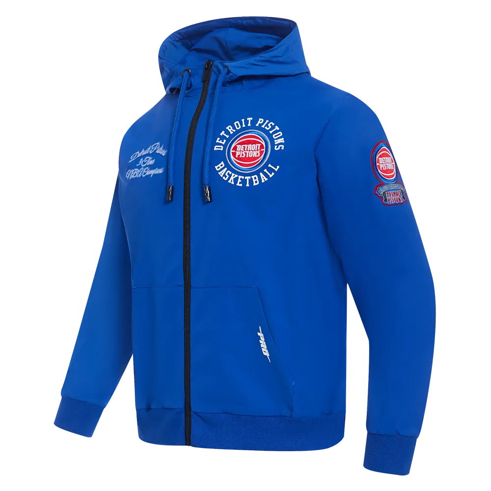 NBA DETROIT PISTONS HYBRID WOVEN MEN'S FZ PO HOODIE (ROYAL BLUE)