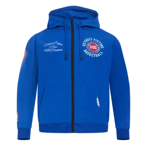 NBA DETROIT PISTONS HYBRID WOVEN MEN'S FZ PO HOODIE (ROYAL BLUE)