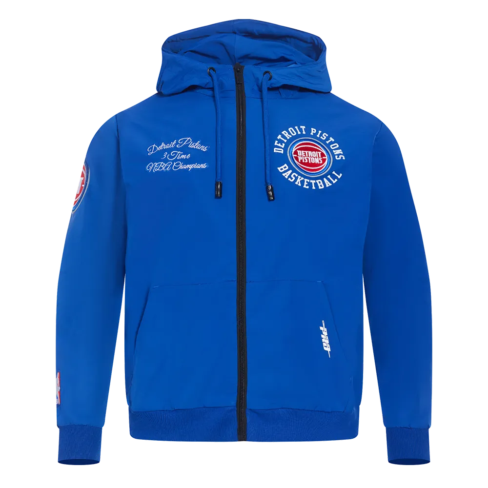 NBA DETROIT PISTONS HYBRID WOVEN MEN'S FZ PO HOODIE (ROYAL BLUE)