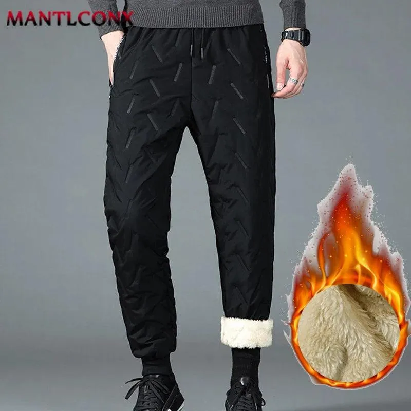 New Fleece Warm Winter Men's Pants Casual Thicken Joggers Pants for Men Thermal Padded Trousers Black Sweatpants Men Waterproof