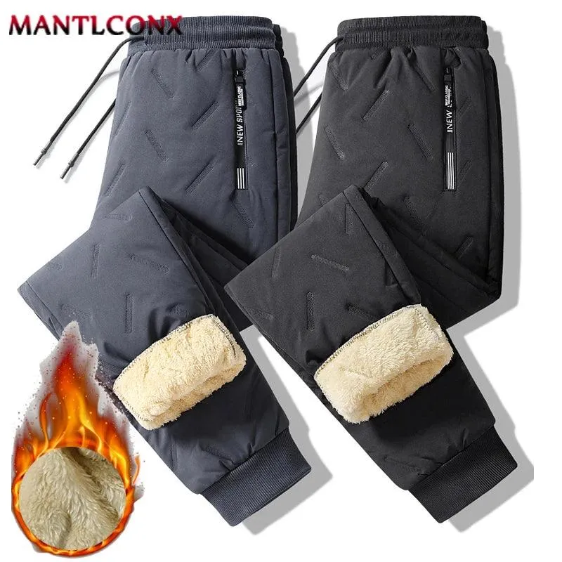 New Fleece Warm Winter Men's Pants Casual Thicken Joggers Pants for Men Thermal Padded Trousers Black Sweatpants Men Waterproof