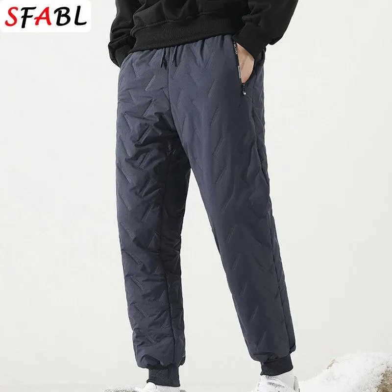 New Fleece Warm Winter Men's Pants Casual Thicken Joggers Pants for Men Thermal Padded Trousers Black Sweatpants Men Waterproof