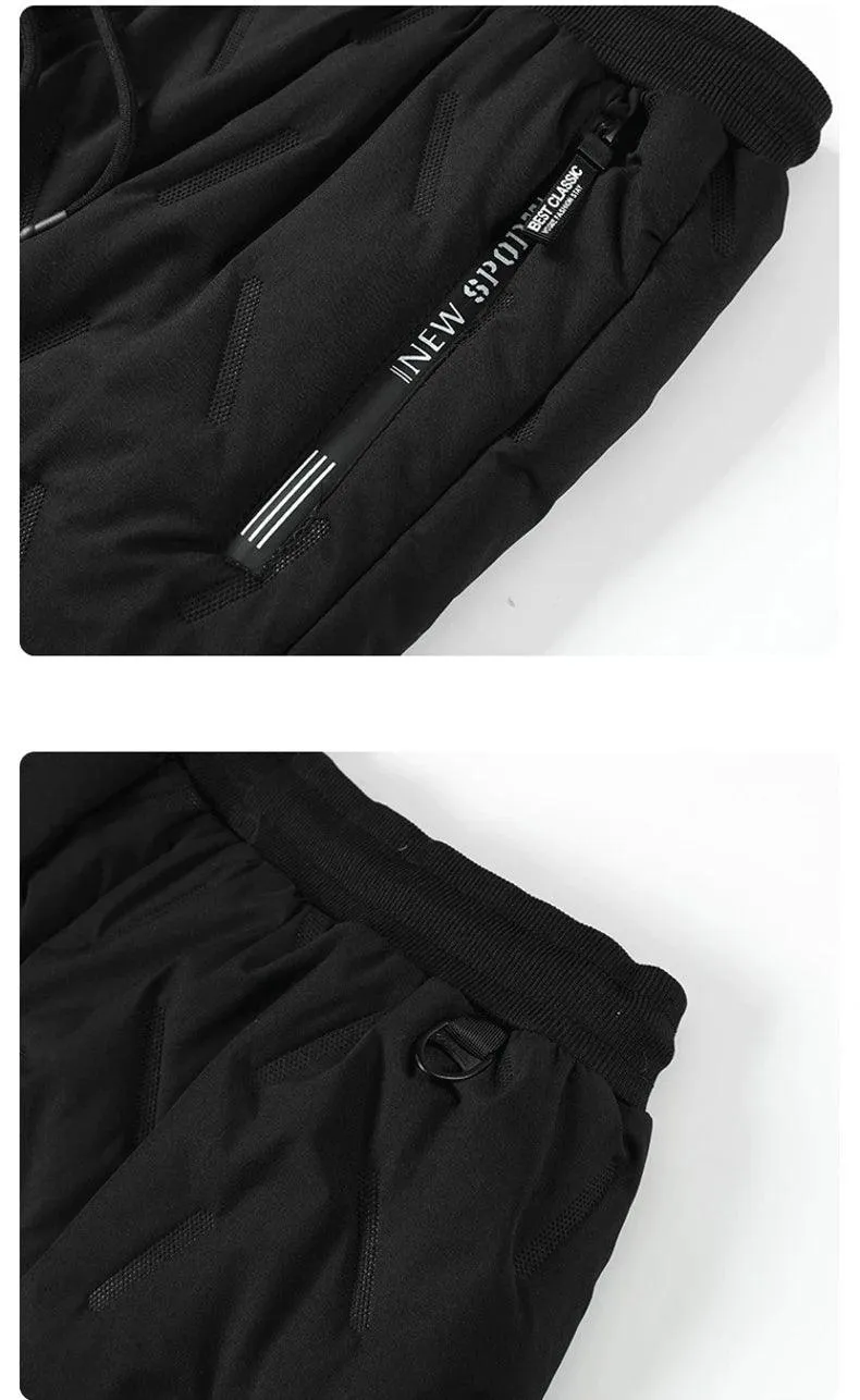 New Fleece Warm Winter Men's Pants Casual Thicken Joggers Pants for Men Thermal Padded Trousers Black Sweatpants Men Waterproof