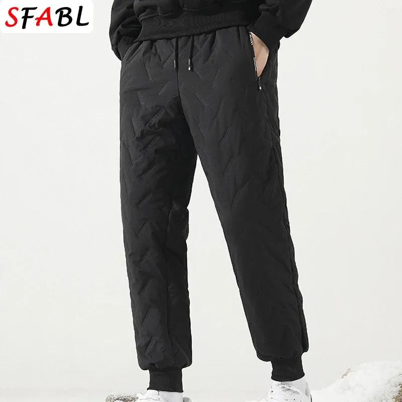 New Fleece Warm Winter Men's Pants Casual Thicken Joggers Pants for Men Thermal Padded Trousers Black Sweatpants Men Waterproof
