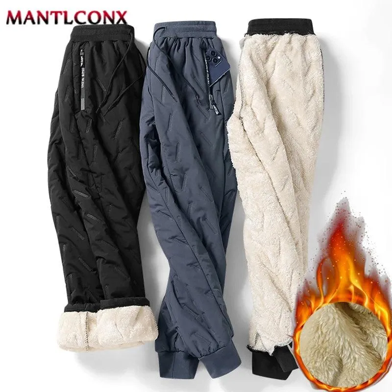 New Fleece Warm Winter Men's Pants Casual Thicken Joggers Pants for Men Thermal Padded Trousers Black Sweatpants Men Waterproof