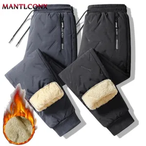 New Fleece Warm Winter Men's Pants Casual Thicken Joggers Pants for Men Thermal Padded Trousers Black Sweatpants Men Waterproof