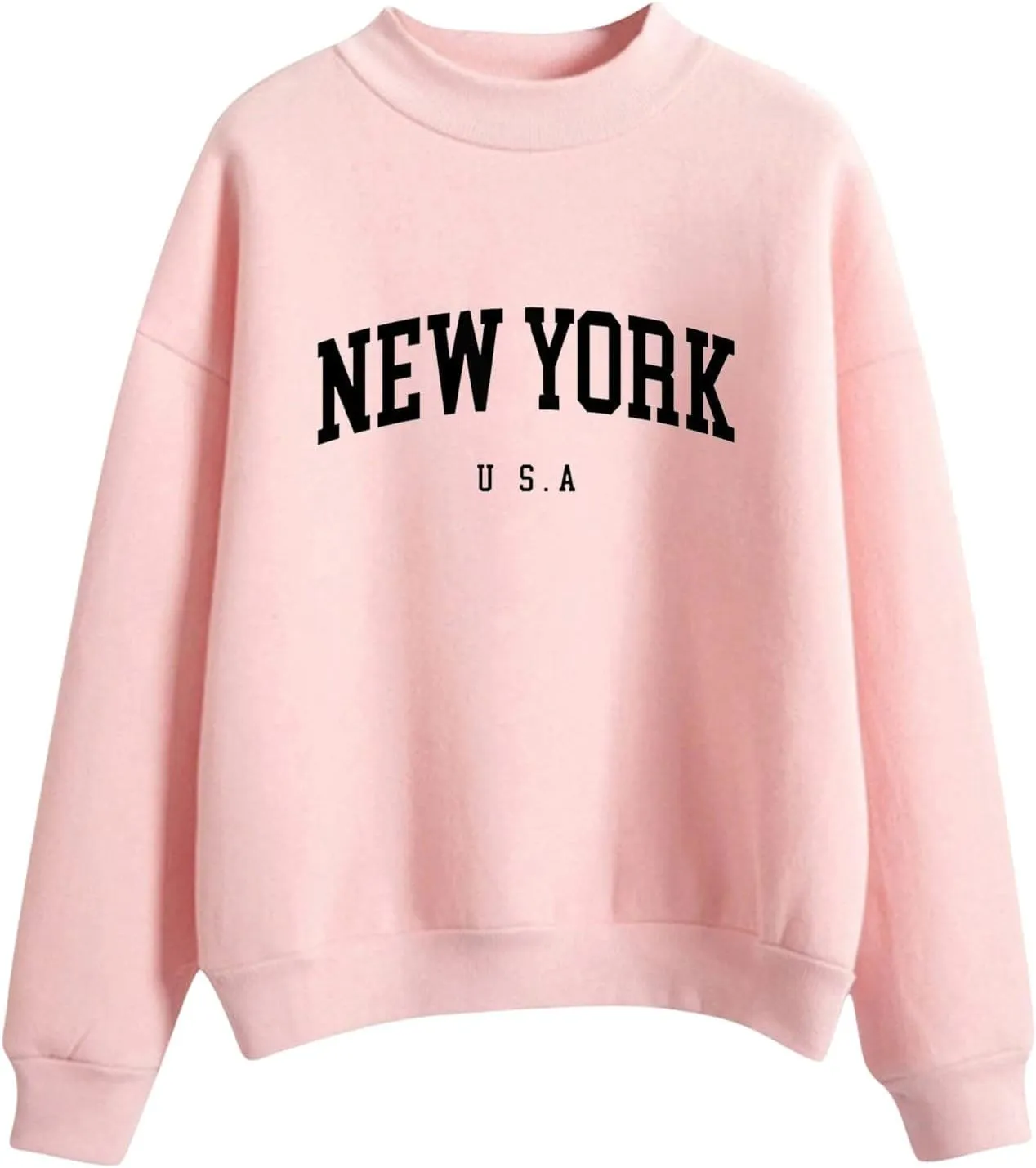 New York Oversized Sweatshirt for Women Crewneck Pullover Top Letter Print Shirts Fashion Fall Outfits 2024