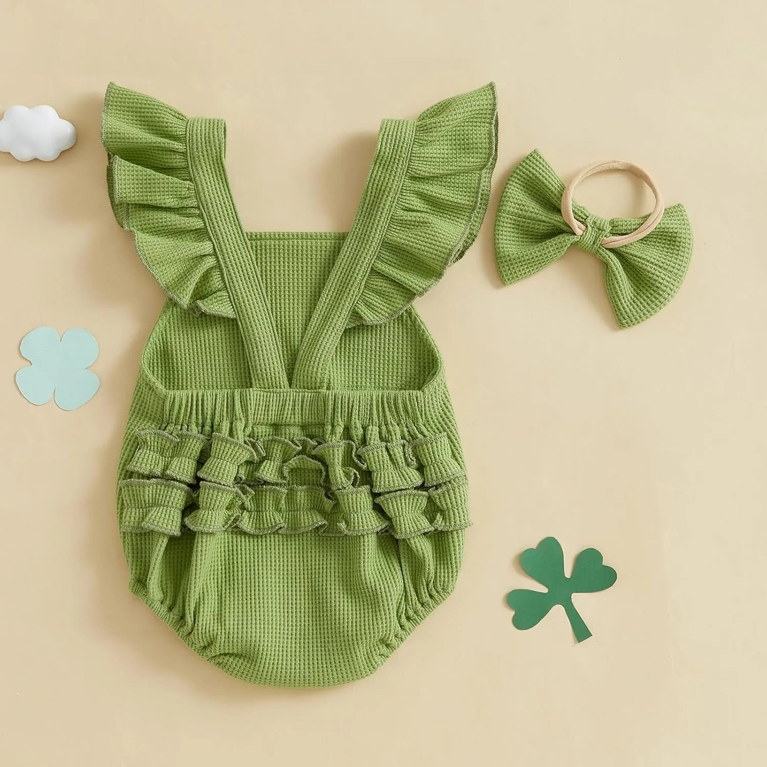 Newborn Baby Girl Clothes Embroidered Ruffle Romper Jumpsuit Bow Headband Infant Girl Clothing Summer Outfit