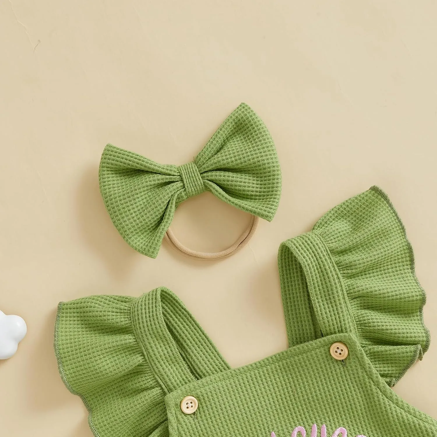 Newborn Baby Girl Clothes Embroidered Ruffle Romper Jumpsuit Bow Headband Infant Girl Clothing Summer Outfit