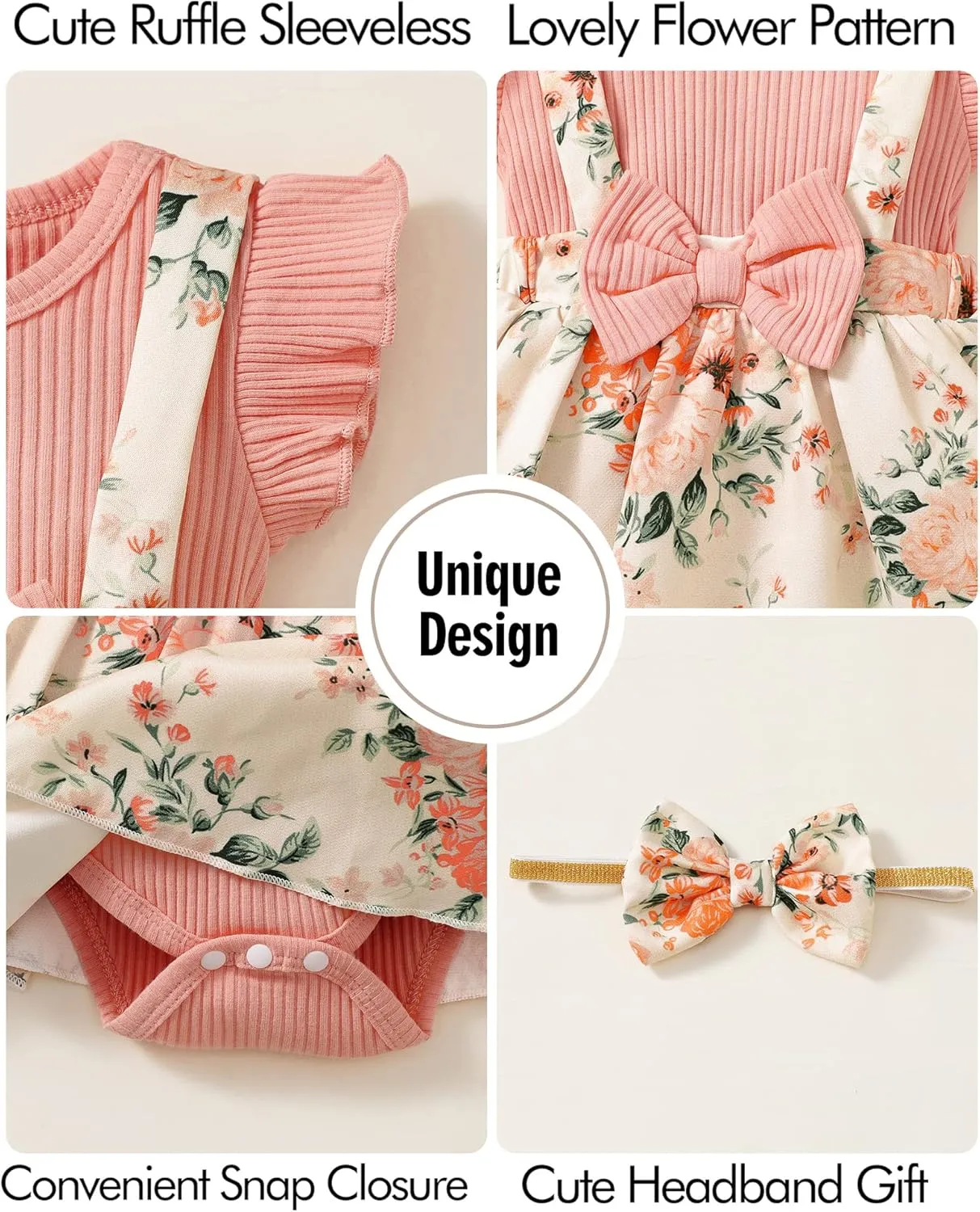 Newborn Baby Girl Clothes Infant Dress Outfit Summer Romper Jumpsuit Headband Overall Skirt Clothing Set