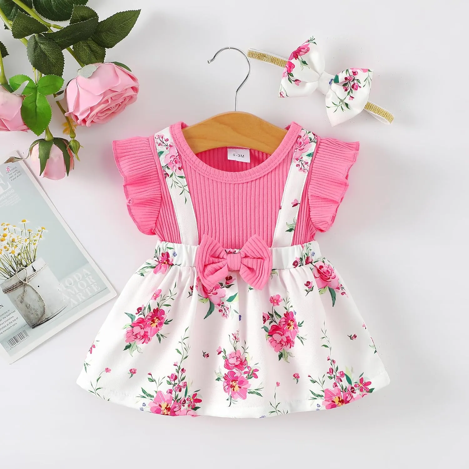 Newborn Baby Girl Clothes Infant Dress Outfit Summer Romper Jumpsuit Headband Overall Skirt Clothing Set
