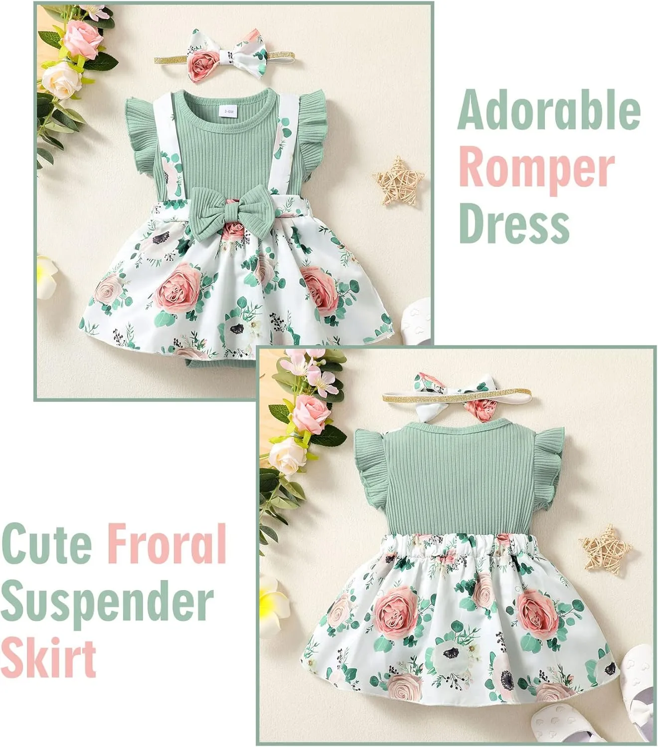 Newborn Baby Girl Clothes Infant Dress Outfit Summer Romper Jumpsuit Headband Overall Skirt Clothing Set