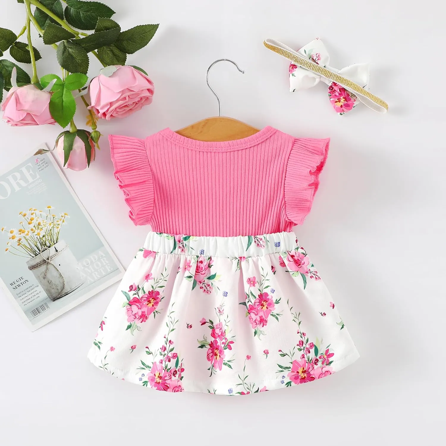 Newborn Baby Girl Clothes Infant Dress Outfit Summer Romper Jumpsuit Headband Overall Skirt Clothing Set