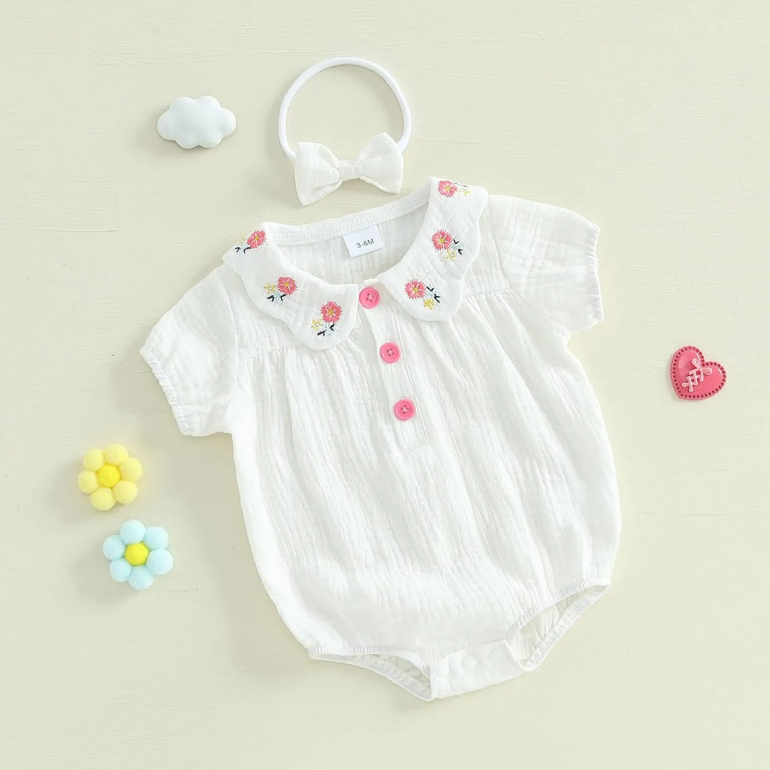 Newborn Baby Girl Summer Clothes Short Sleeve Bubble Romper Jumpsuit Top Infant Clothing Cute Baby Girl Outfits