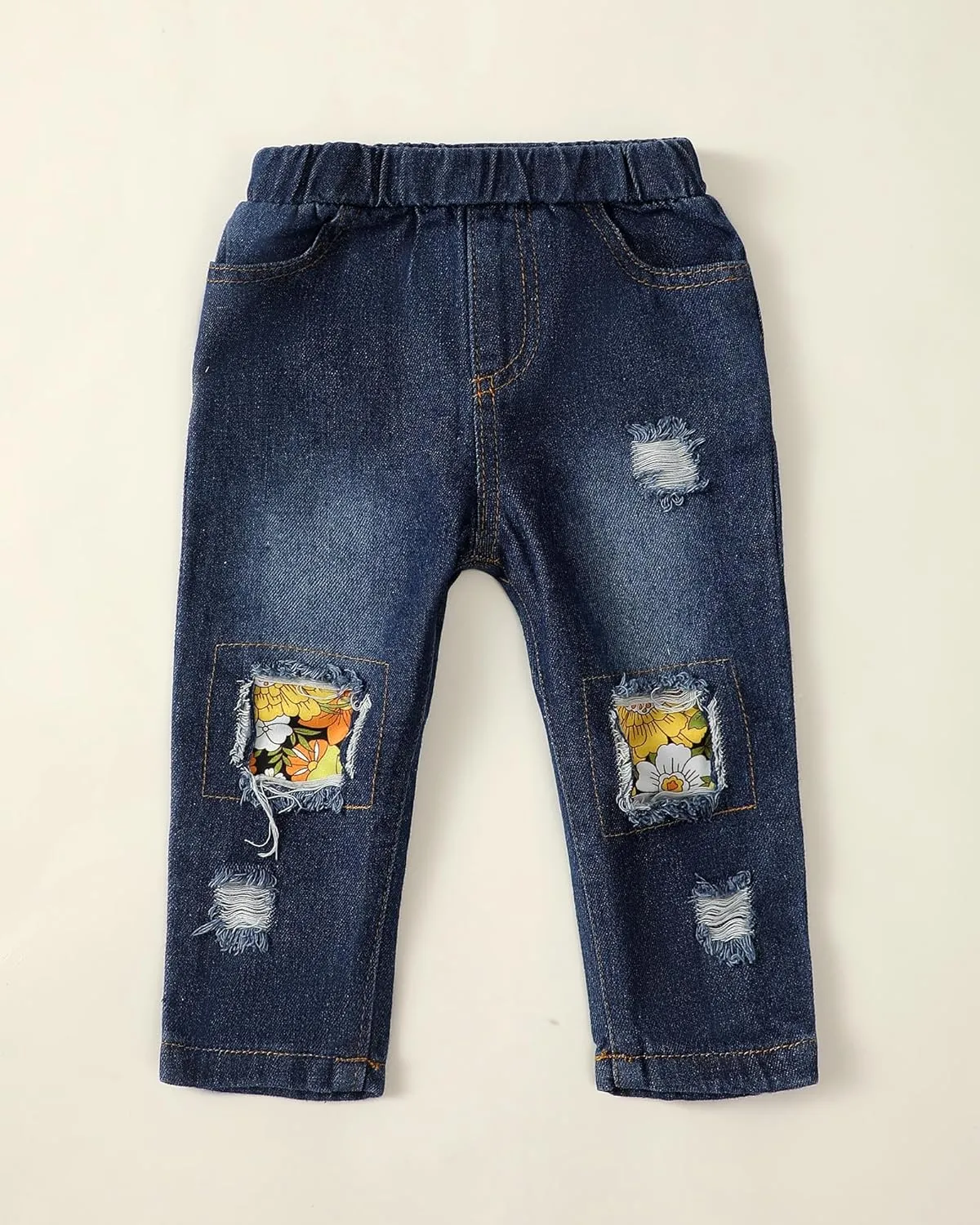 NZRVAWS Baby Girl Clothes Toddler Girl Outfits Infant Ruffle Shirt Denim Ripped Jeans Cute Clothing Set