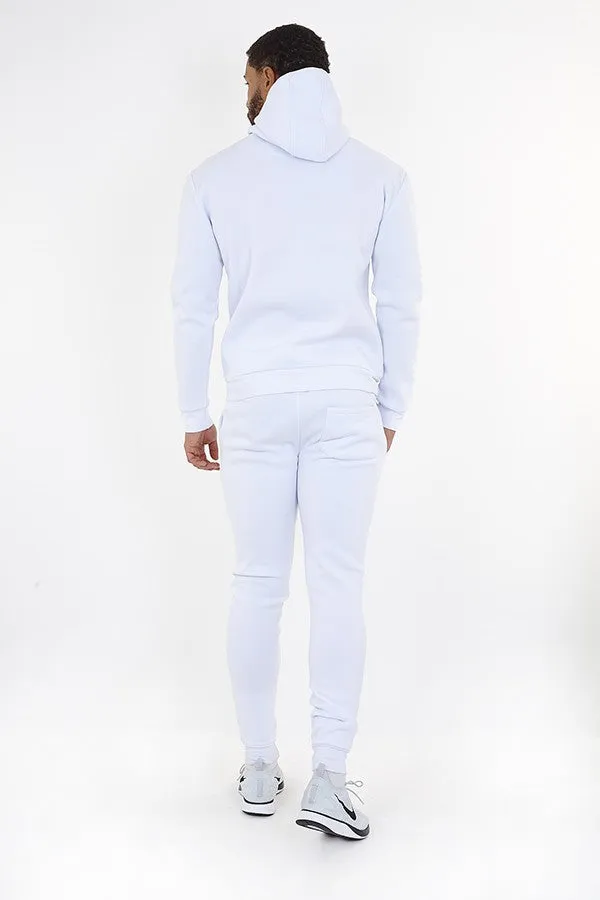 OPTIC WHITE HIGH NECK ZIP HOODIE AND JOGGER TRACKSUIT