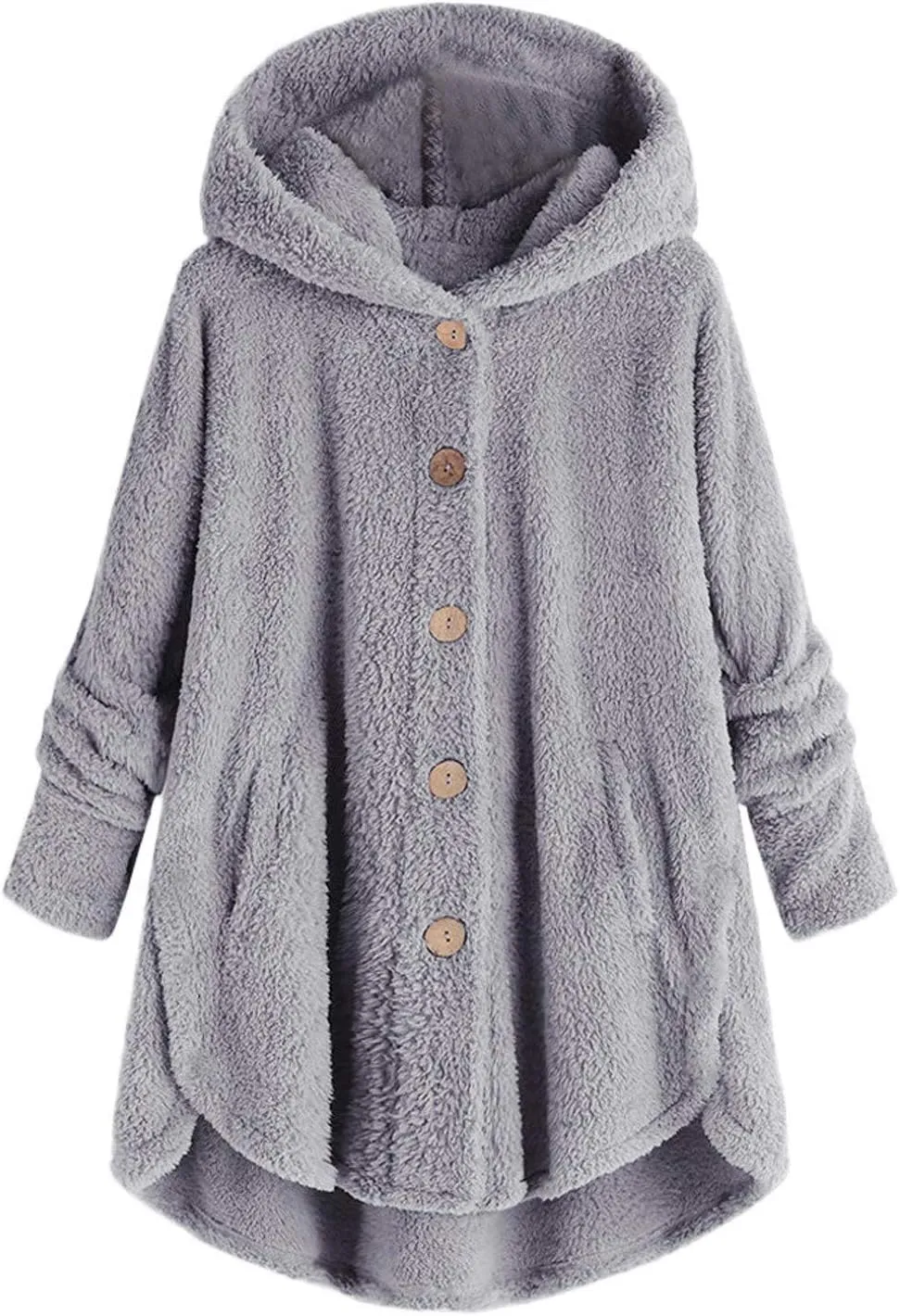 Outdoor Outerwear Long Hooded Button Sleeve Plus Size Women Women'S Coat with Hood Hiking Jacket Women Plus Size