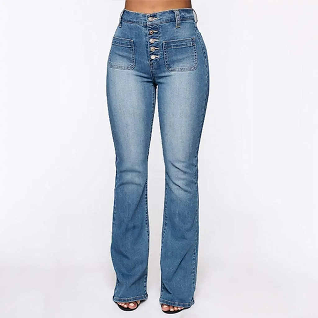 Outdoor Pants for Women Mid Pants Waist Jeans Flare Stretch Bell Jeans Length Women Jeans Slim Women's Jeans