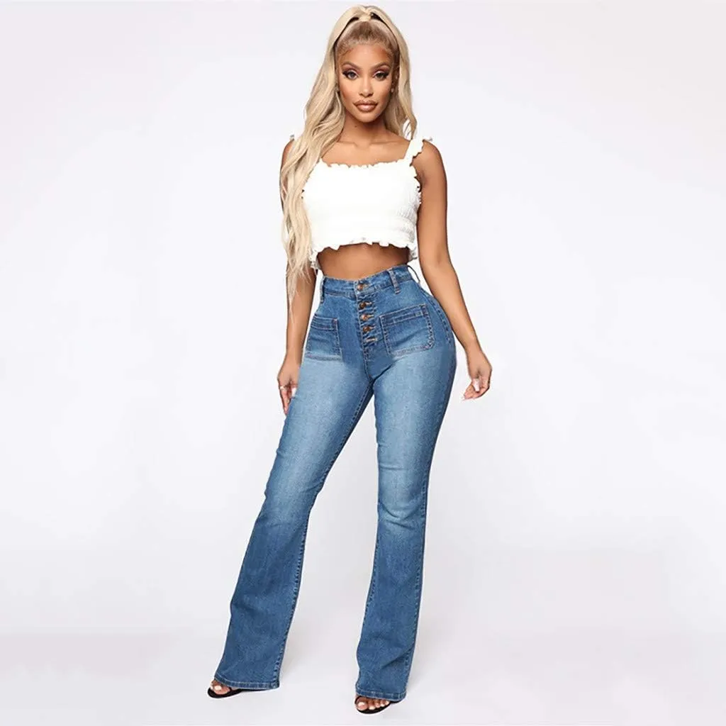 Outdoor Pants for Women Mid Pants Waist Jeans Flare Stretch Bell Jeans Length Women Jeans Slim Women's Jeans