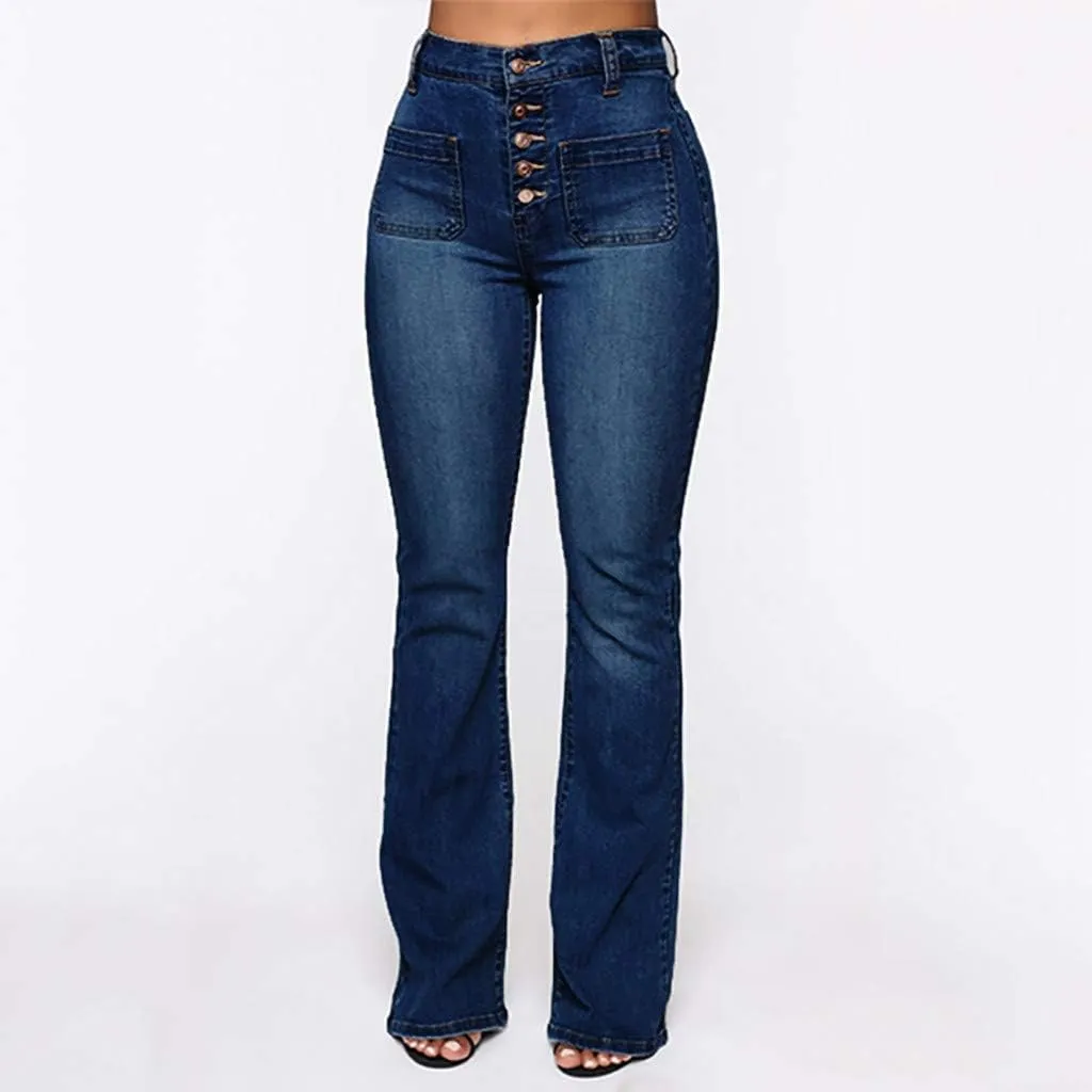Outdoor Pants for Women Mid Pants Waist Jeans Flare Stretch Bell Jeans Length Women Jeans Slim Women's Jeans