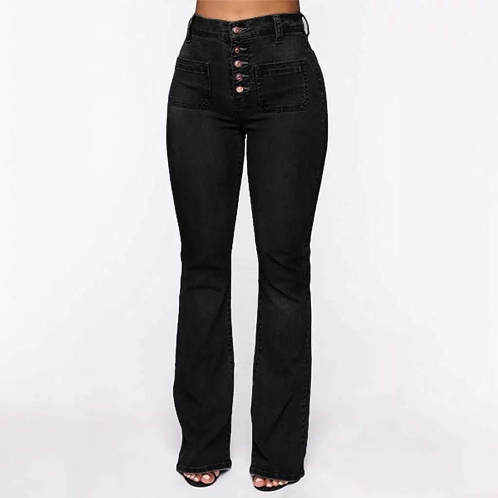 Outdoor Pants for Women Mid Pants Waist Jeans Flare Stretch Bell Jeans Length Women Jeans Slim Women's Jeans