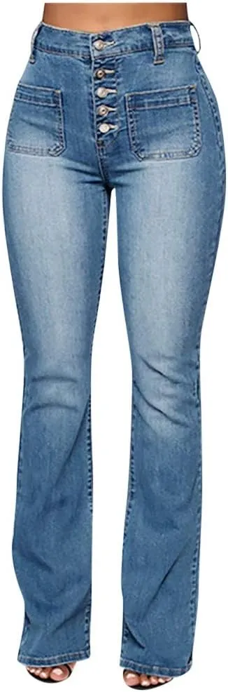 Outdoor Pants for Women Mid Pants Waist Jeans Flare Stretch Bell Jeans Length Women Jeans Slim Women's Jeans