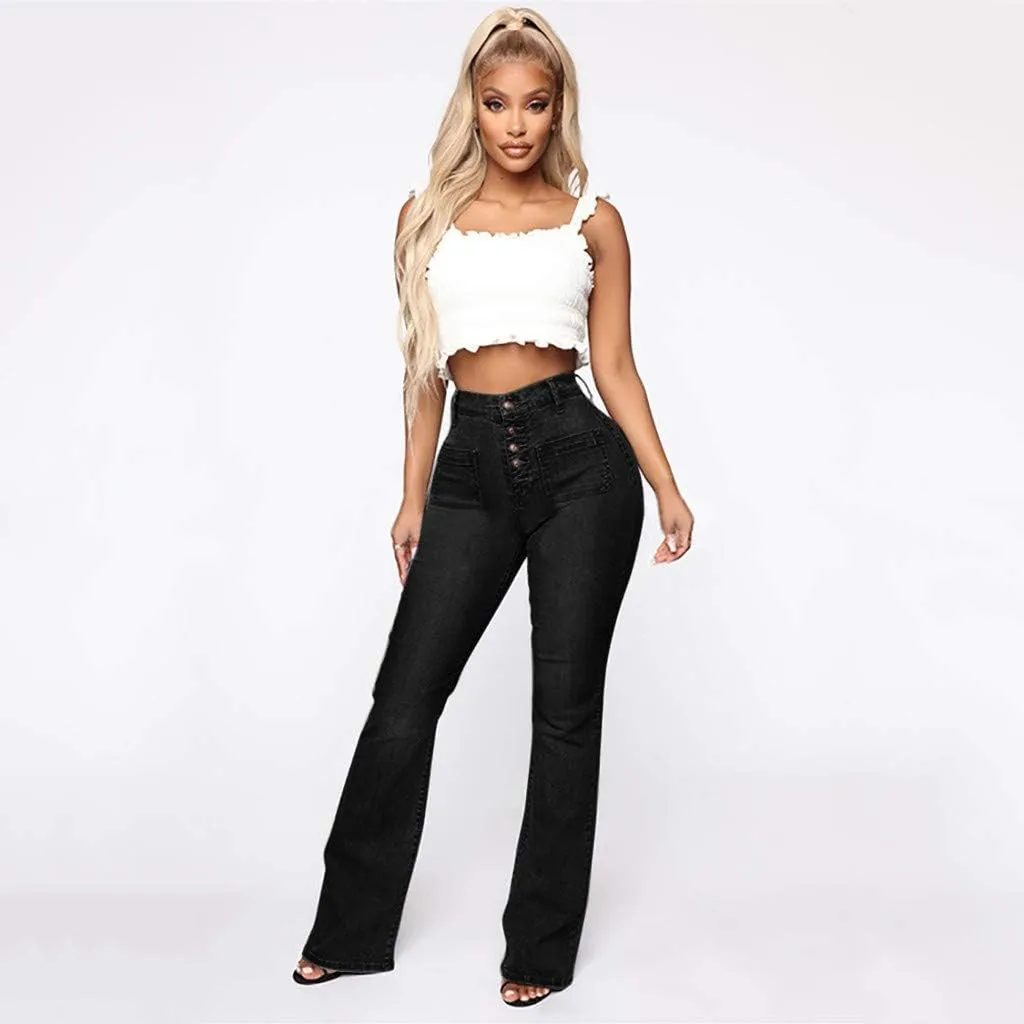 Outdoor Pants for Women Mid Pants Waist Jeans Flare Stretch Bell Jeans Length Women Jeans Slim Women's Jeans