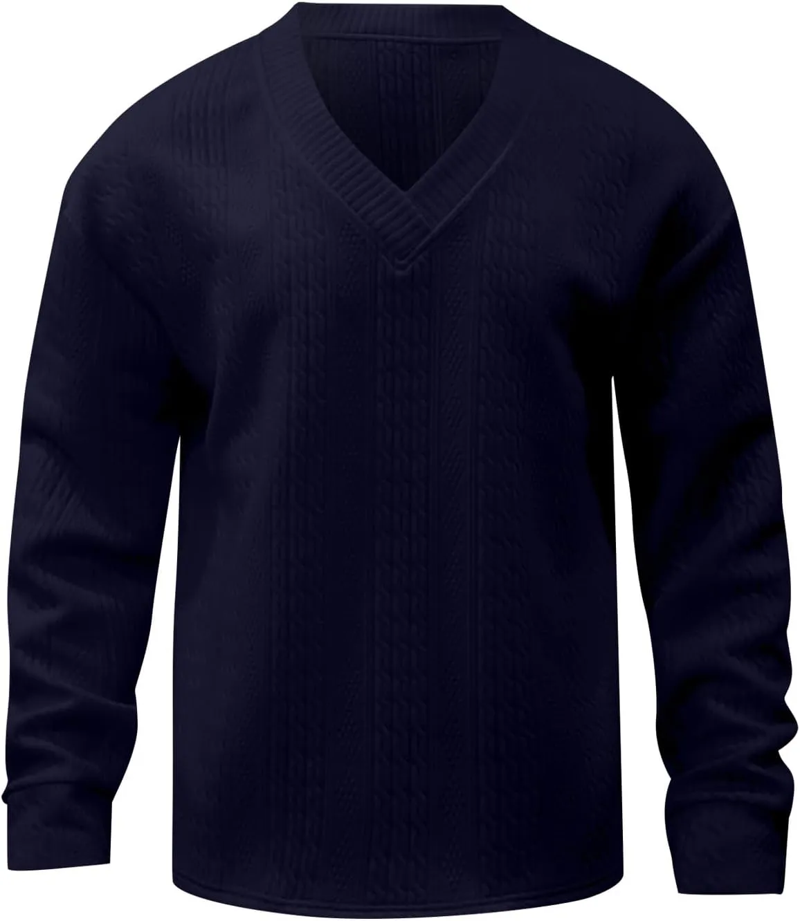 Oversize Sweater Mens V Neck Sweater Casual Loose Fit Long Sleeve Pullover Cable Knit Sweater Tops Knitwear