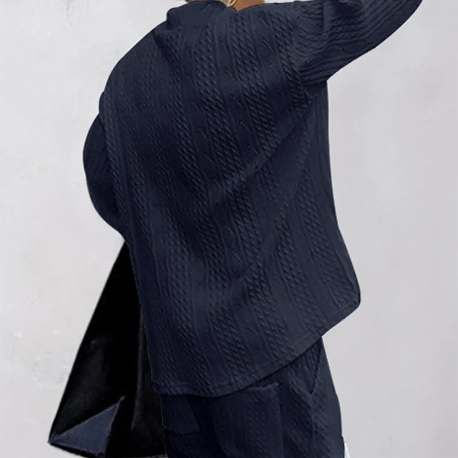 Oversize Sweater Mens V Neck Sweater Casual Loose Fit Long Sleeve Pullover Cable Knit Sweater Tops Knitwear