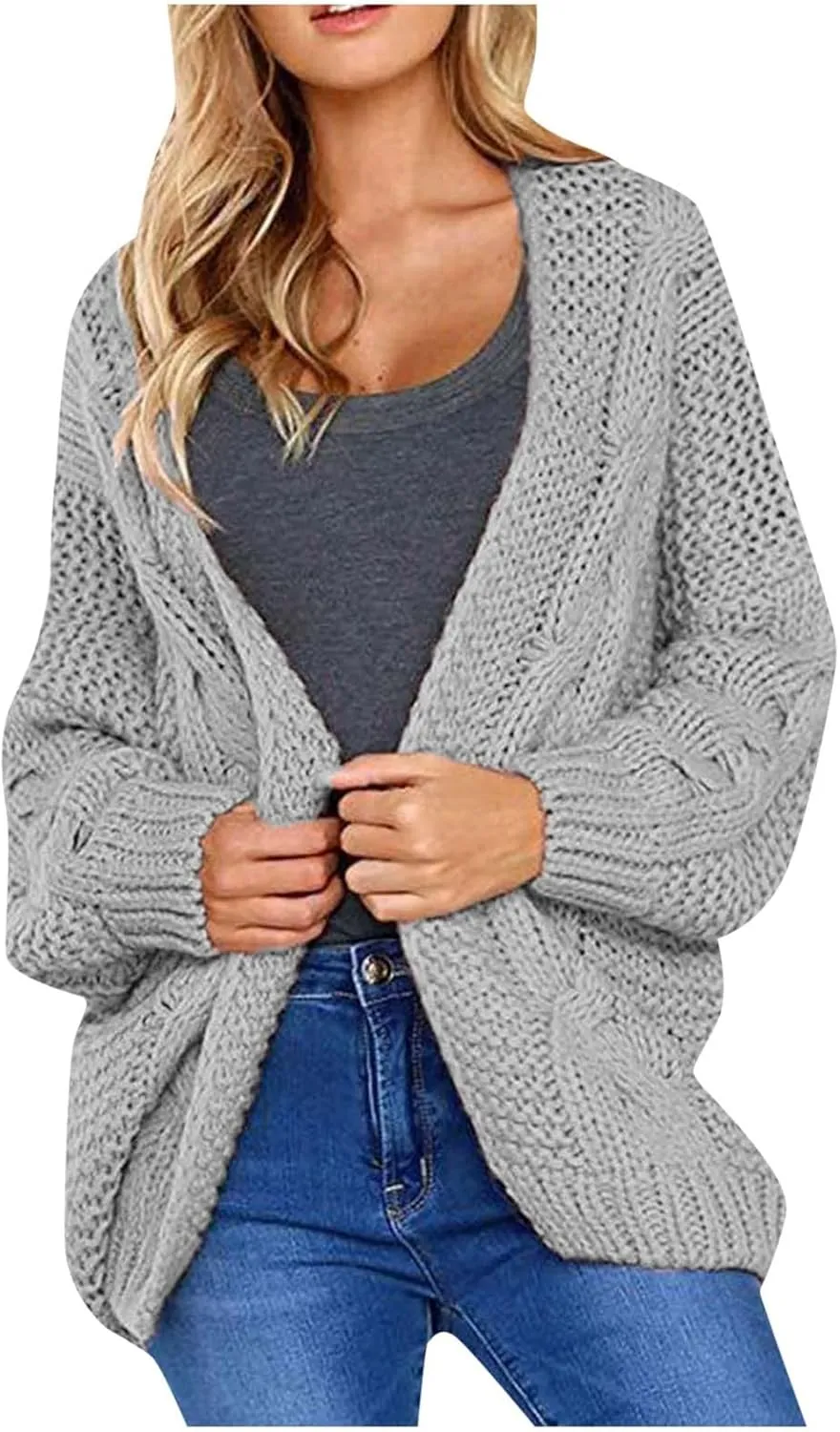 Oversized Cardigans for Women Lightweight Casual Solid Color Long Sleeve Cardigan Sweaters Open Front Knit Outwear