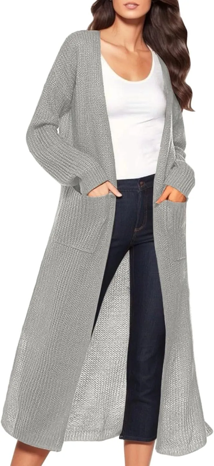 Oversized Cardigans for Women Long Sleeve Knitted Solid Open Front Lightweight Cardigan Sweaters 2024 Fall Winter
