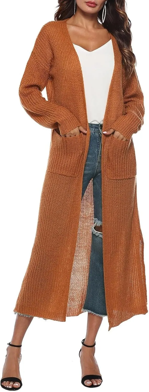 Oversized Cardigans for Women Long Sleeve Knitted Solid Open Front Lightweight Cardigan Sweaters 2024 Fall Winter