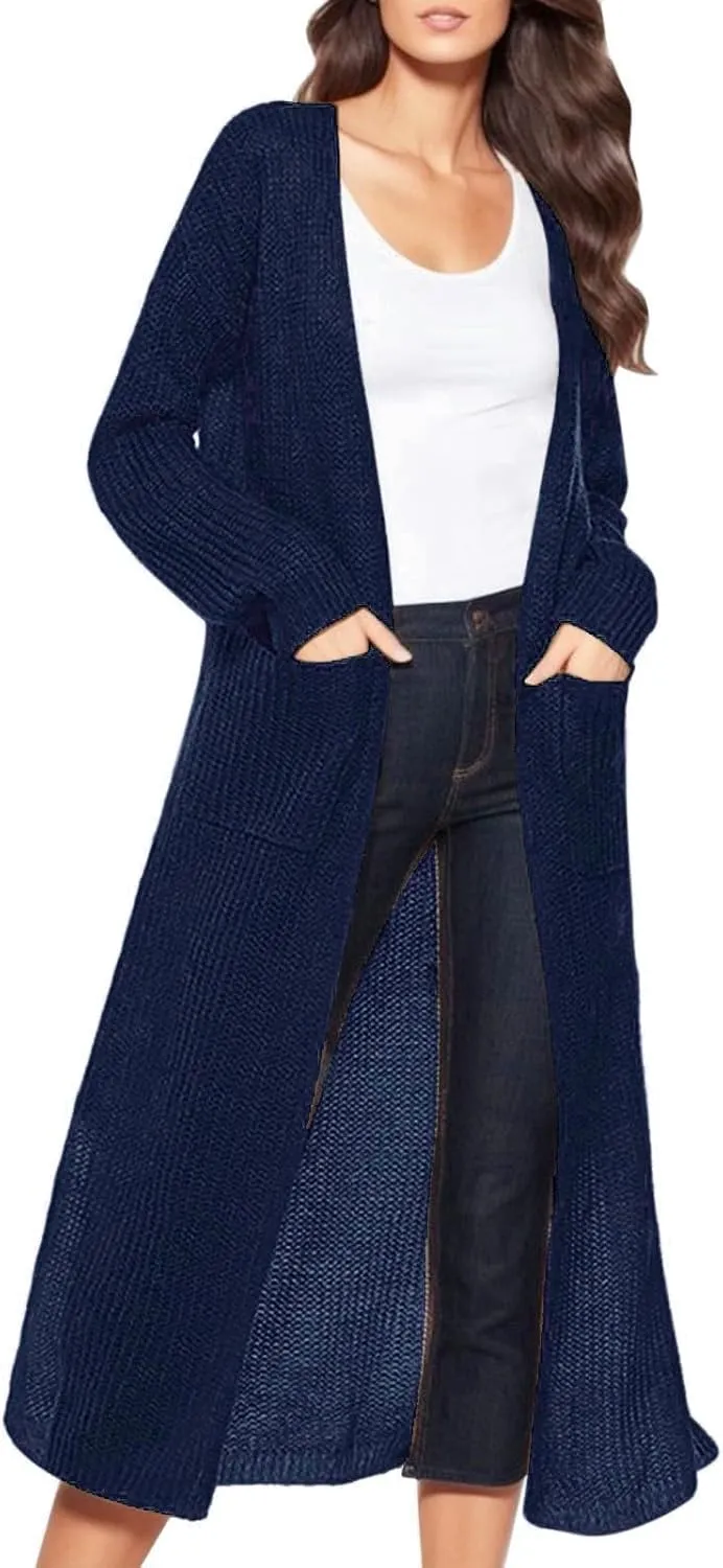 Oversized Cardigans for Women Long Sleeve Knitted Solid Open Front Lightweight Cardigan Sweaters 2024 Fall Winter