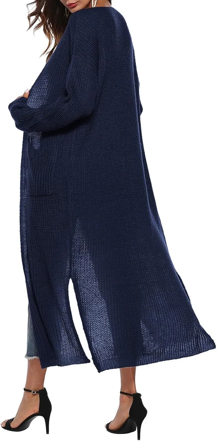 Oversized Cardigans for Women Long Sleeve Knitted Solid Open Front Lightweight Cardigan Sweaters 2024 Fall Winter