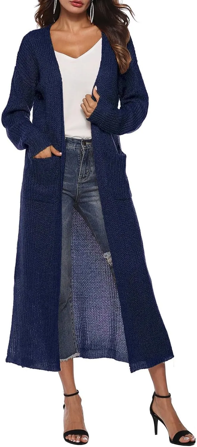 Oversized Cardigans for Women Long Sleeve Knitted Solid Open Front Lightweight Cardigan Sweaters 2024 Fall Winter