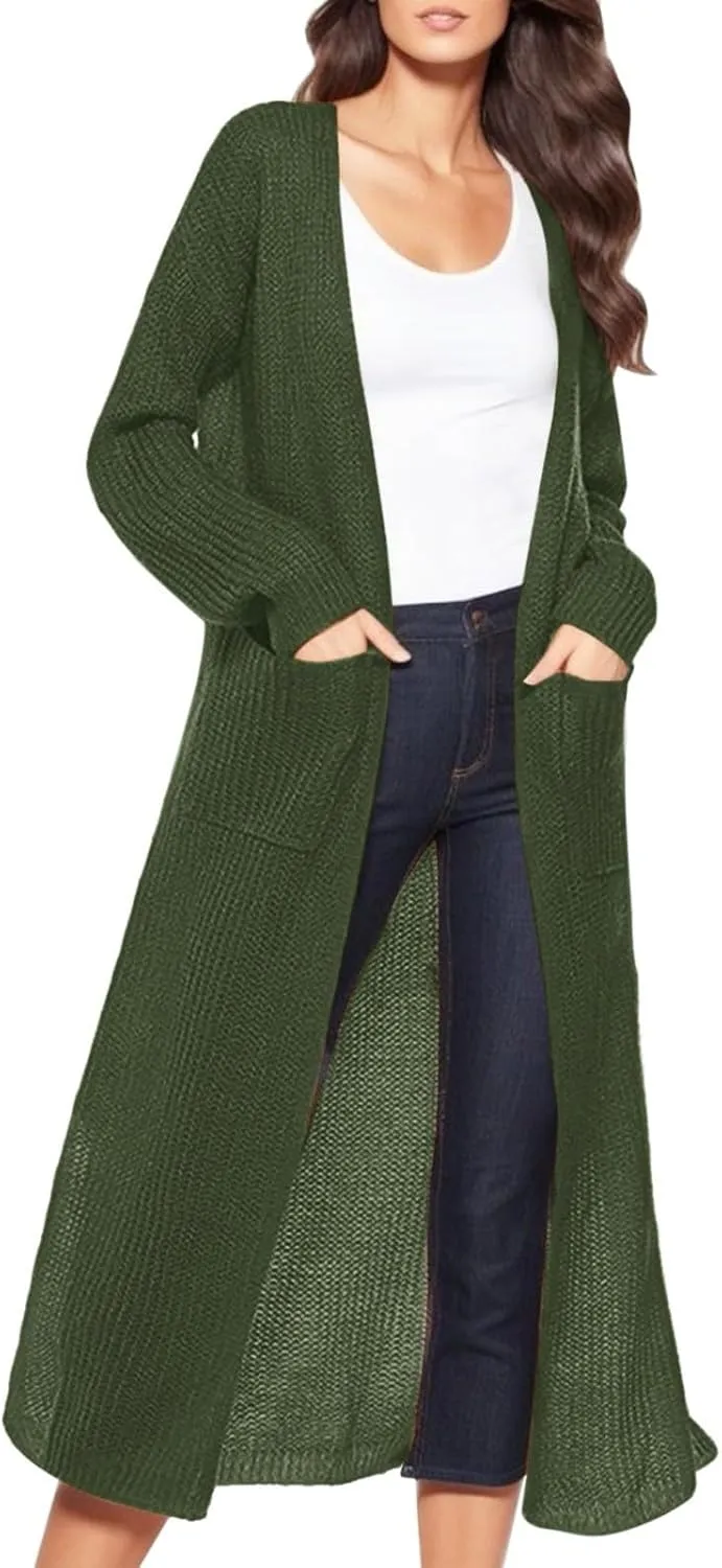 Oversized Cardigans for Women Long Sleeve Knitted Solid Open Front Lightweight Cardigan Sweaters 2024 Fall Winter
