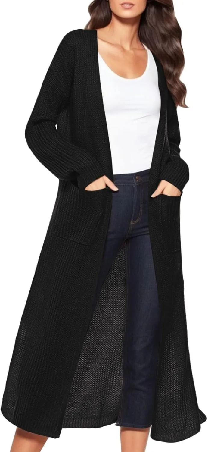 Oversized Cardigans for Women Long Sleeve Knitted Solid Open Front Lightweight Cardigan Sweaters 2024 Fall Winter