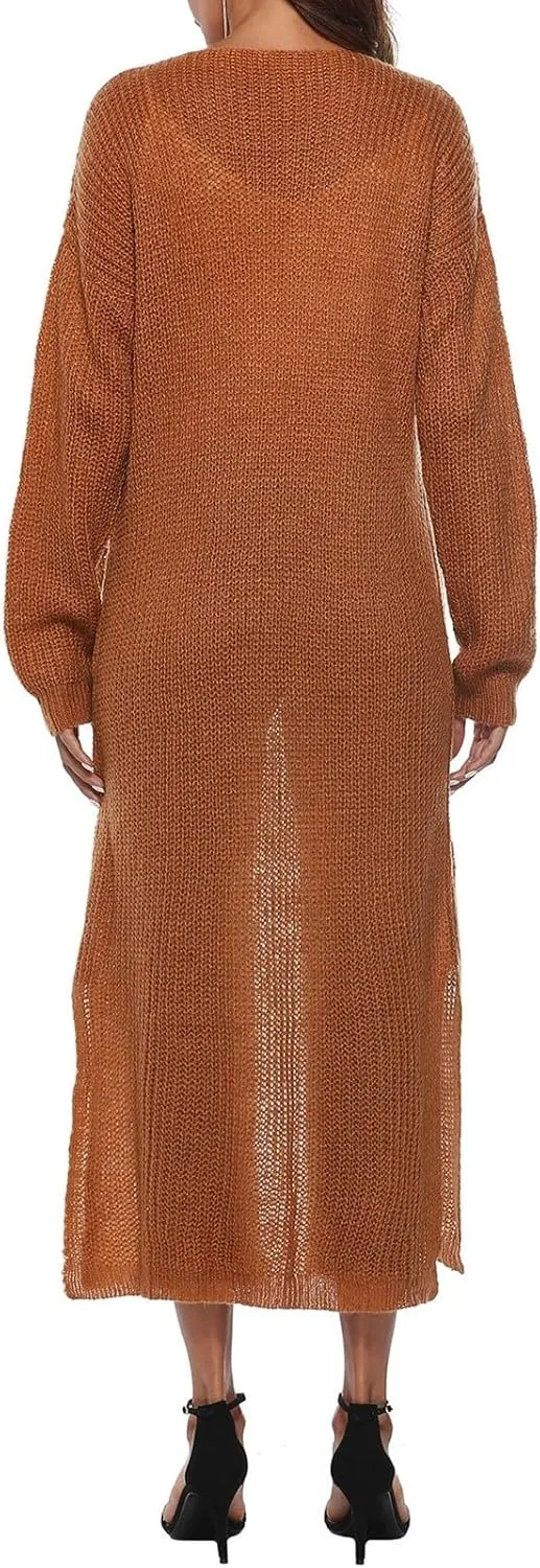 Oversized Cardigans for Women Long Sleeve Knitted Solid Open Front Lightweight Cardigan Sweaters 2024 Fall Winter