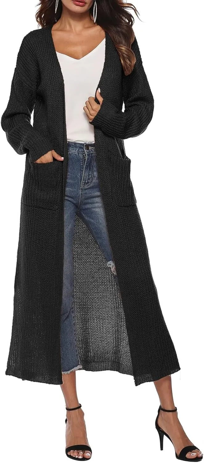 Oversized Cardigans for Women Long Sleeve Knitted Solid Open Front Lightweight Cardigan Sweaters 2024 Fall Winter