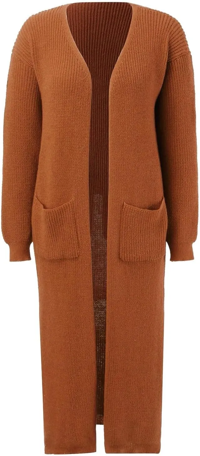 Oversized Cardigans for Women Long Sleeve Knitted Solid Open Front Lightweight Cardigan Sweaters 2024 Fall Winter